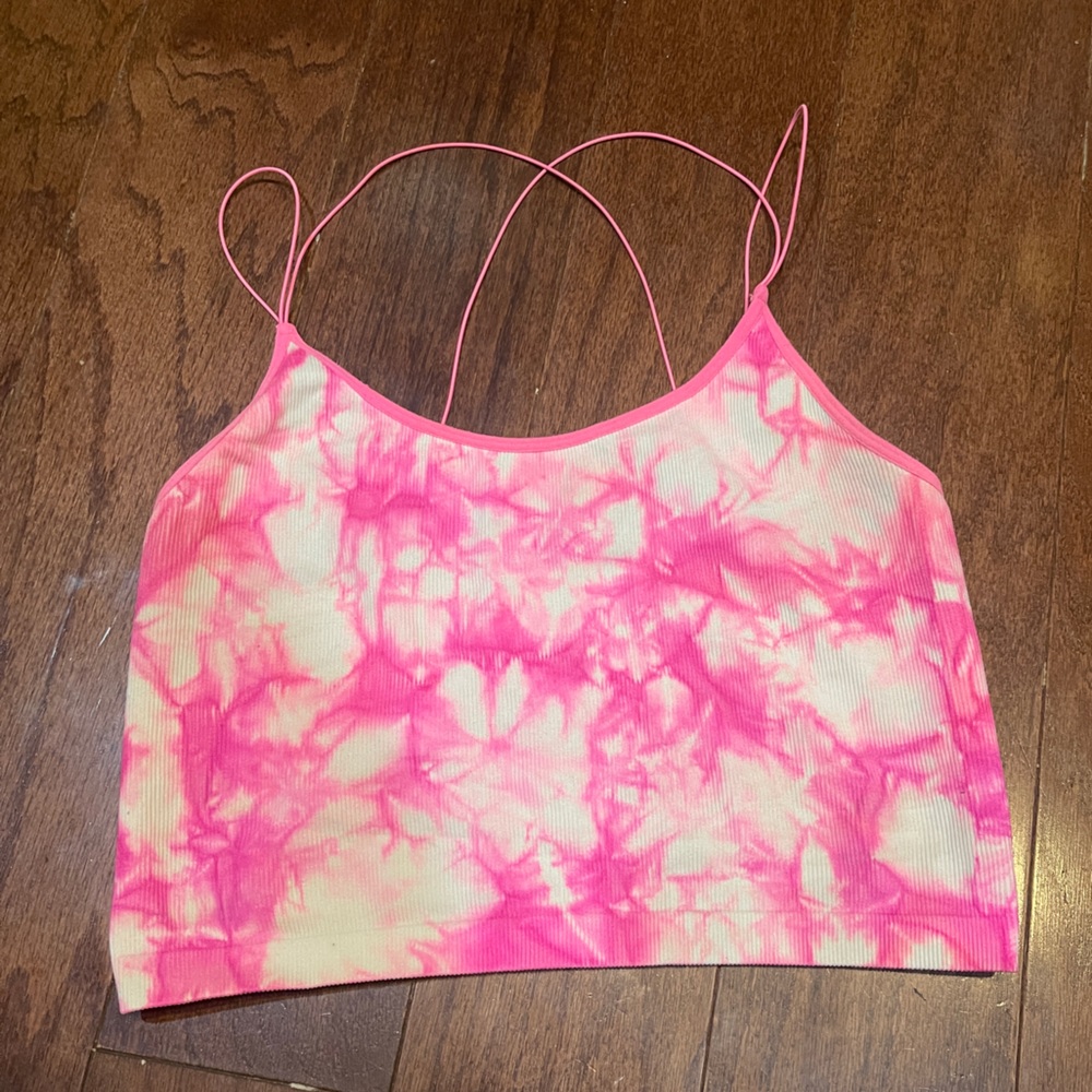 No Boundaries Crop Top for Juniors Tie Dye Pink Size XXL